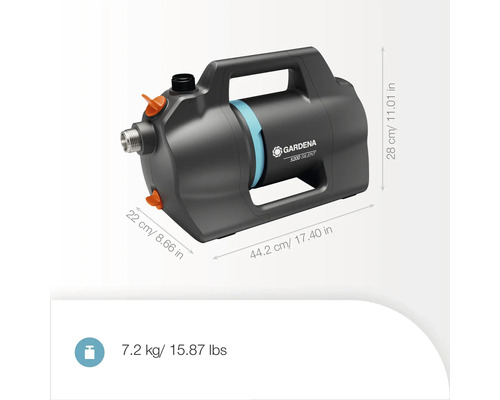 Gardena Gartenpumpe mit den Maßen 28 x 44,2 x 22 cm