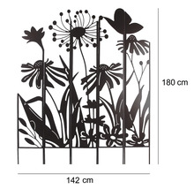 Gartenzaun aus Metall mit Blumenmuster, 180 x 142 cm