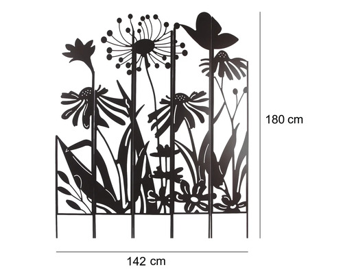 Gartenzaun aus Metall mit Blumenmuster, 180 x 142 cm