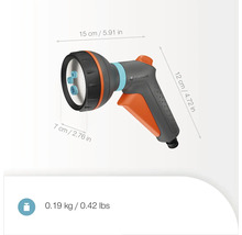 Gartendusche mit den Maßen 15 x 7 x 12 cm und einem Gewicht von 0,19 kg