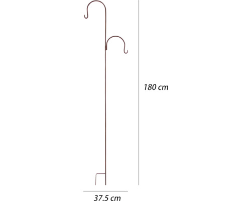 Metall Pflanzenaufhänger mit zwei Haken und den Maßen 180 cm Höhe und 37,5 cm Breite
