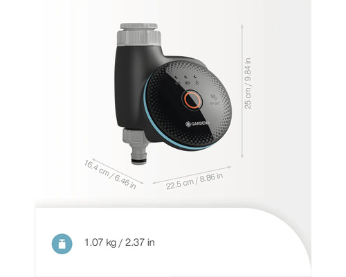 Gardena Bewässerungssteuerung mit Maßangaben