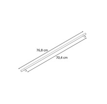 Schematische Darstellung einer Duschstange mit den Maßen 76,8 cm und 70,4 cm.