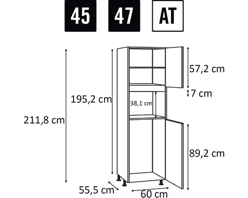 Maße des Küchenschranks