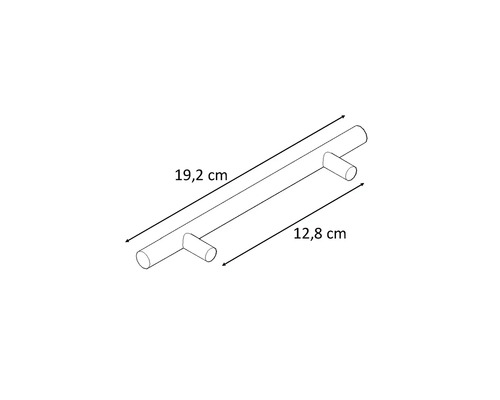 Zeichnung eines Möbelgriffs mit den Maßen 19,2 cm und 12,8 cm