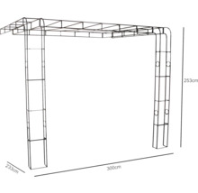 Metall-Pergola mit den Maßen 253 x 300 x 233 cm als Gartendekoration