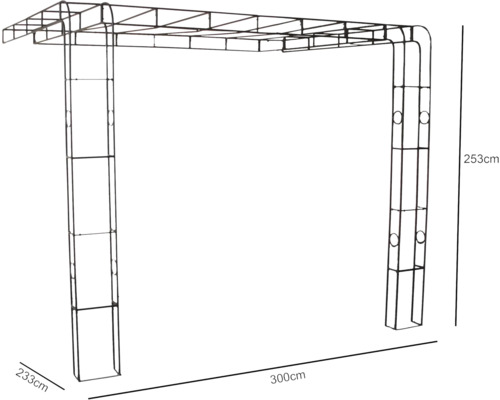 Metall-Pergola mit den Maßen 253 x 300 x 233 cm als Gartendekoration