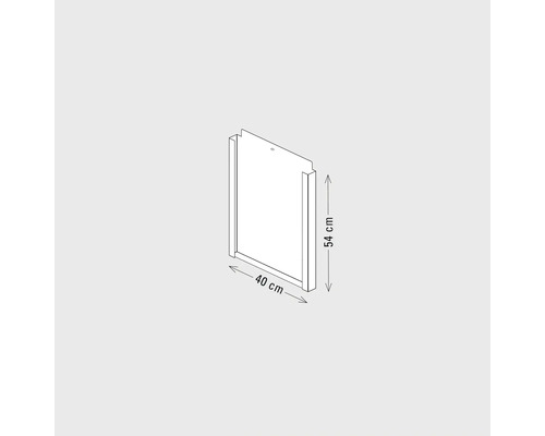 Produktzeichnung eines Badschranks mit den Maßen 54 mal 40 Zentimeter