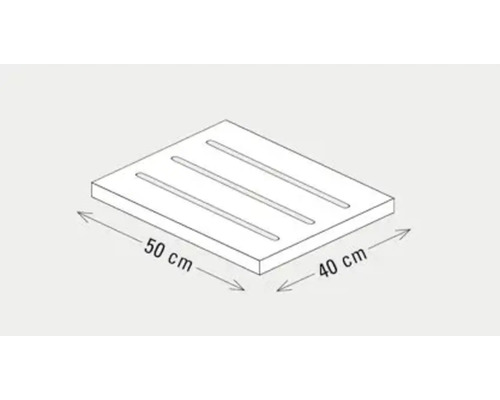 Skizze einer Betonplatte mit drei Rillen, 50 mal 40 Zentimeter