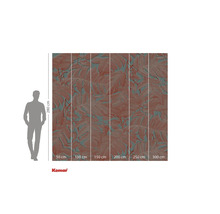 Fototapete mit Blättermuster und Größenangaben