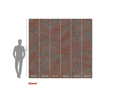 Fototapete mit Blättermuster und Größenangaben