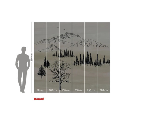 Fototapete mit Berglandschaft und Waldmotiv zur Wandgestaltung