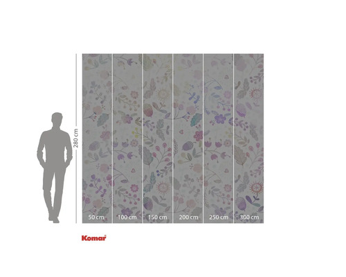 Komar Fototapete mit Blumenmuster, 280 cm Höhe und Breiten von 50 cm bis 300 cm