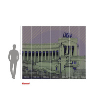 Fototapete mit einem Gebäude und Maßangaben