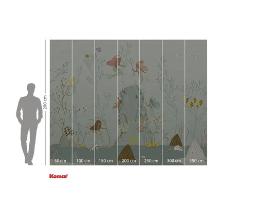 Fototapete mit Meerjungfrauen und Unterwassermotiven, Größenangaben inklusive