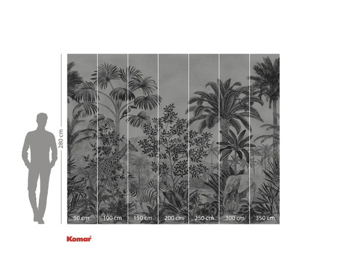 Fototapete mit Dschungelmotiven, inklusive Giraffe, Zebra und Elefant