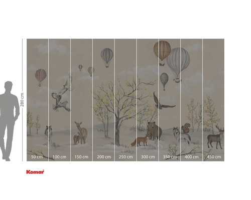 Fototapete mit Waldtieren und Heißluftballons