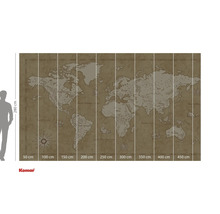 Wandbild mit Weltkarte und Größenangaben