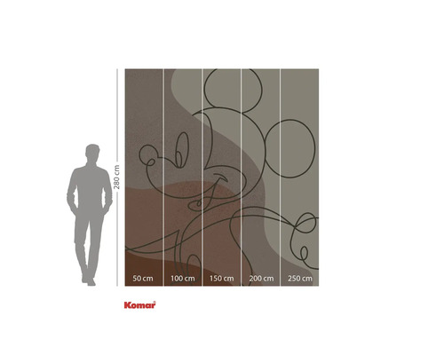 Komar Fototapete mit Mickey Mouse Motiv und Größenangaben