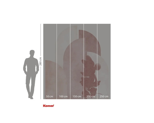 Fototapete mit Mickey Maus Motiv und Größenangaben.