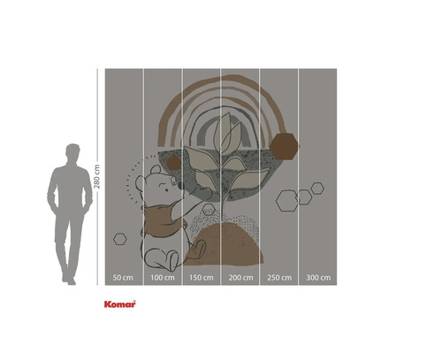 Komar Fototapete mit Winnie Puh und abstrakten Formen, 280 cm hoch