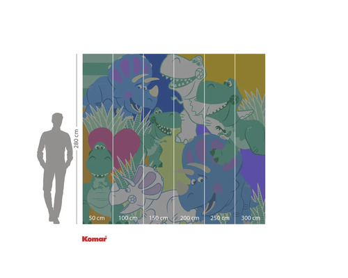 Fototapete mit Dinosaurier Motiven und Größenangaben