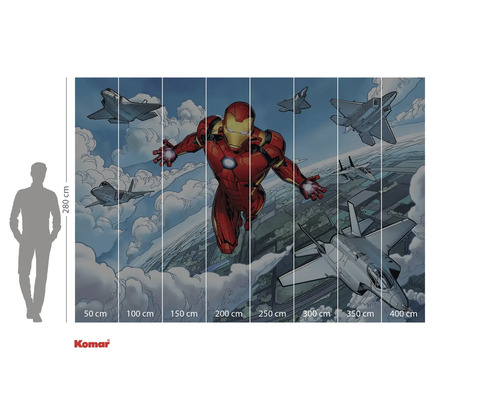 Komar Fototapete mit Iron Man und Flugzeugen, Abmessungen 280 cm x 400 cm