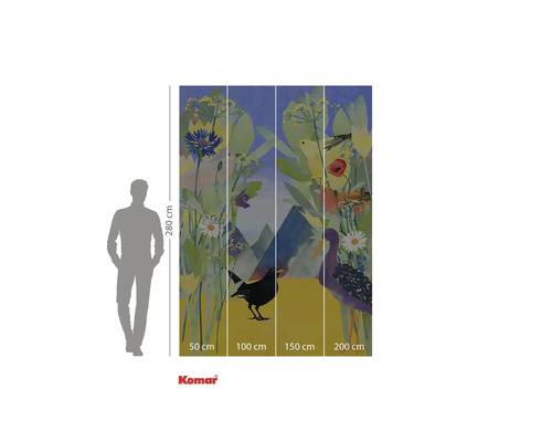 Komar Vliestapete mit Blumen- und Vogelmotiven, 280x200 cm