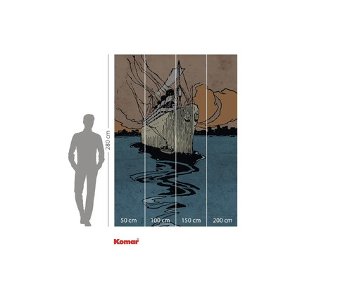 Vliestapete mit Schiffsmotiv, Abmessungen 280 cm Höhe und 300 cm Breite