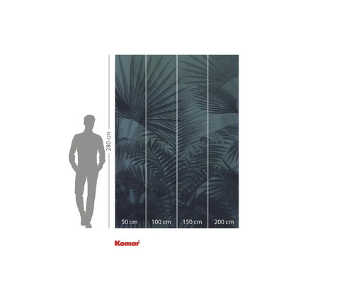 Komar Fototapete mit Palmenmuster und Größenangaben