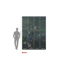 Komar Fototapete mit Pfauen und floralem Design, 280 cm hoch, aufgeteilt in vier Bahnen