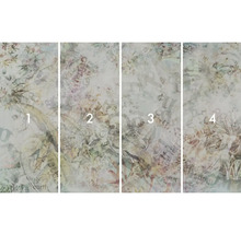 Vierteilige Fototapete mit Pflanzen- und Schriftmotiven