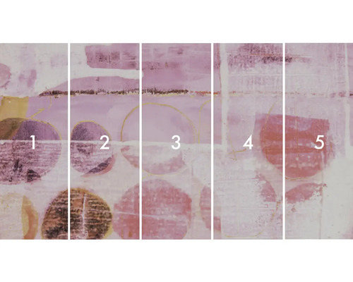 Vliestapete mit abstraktem Kreismuster, bestehend aus fünf Bahnen