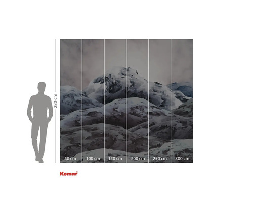 Fototapete mit Bergmotiv und Größenangaben