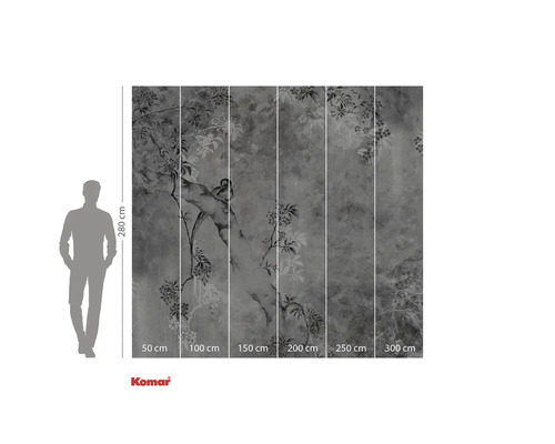 Komar Fototapete mit Blumenmuster, 280 cm hoch und 300 cm breit.