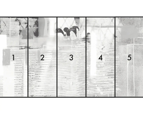 Fototapete mit abstraktem Muster, bestehend aus fünf Bahnen