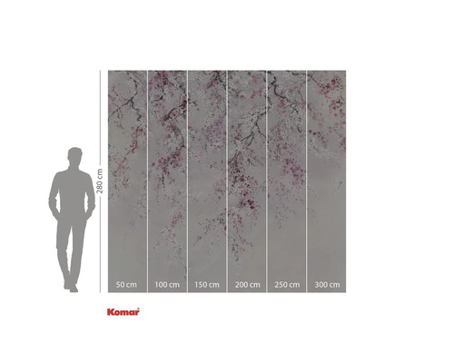 Fototapete mit Blütenmuster, Höhe 280 cm, Breiten von 50 cm bis 300 cm