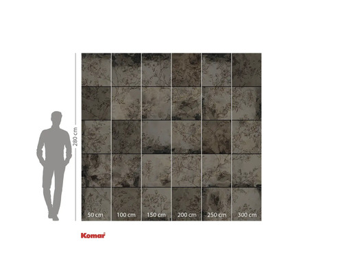 Fototapete mit Blumenmuster und Größenangaben