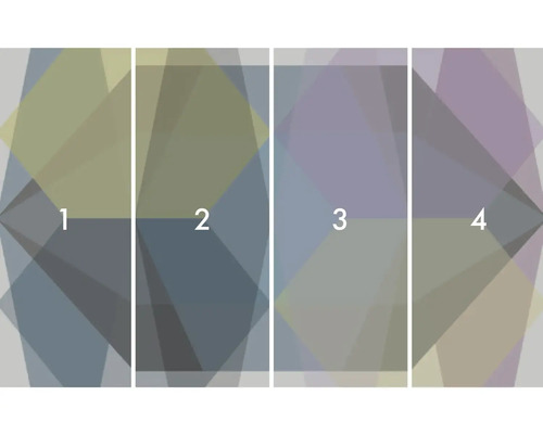 Vierteiliges geometrisches Muster für die Wandgestaltung