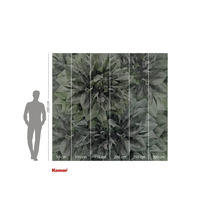 Fototapete mit grafischem Blättermotiv und Größenangaben