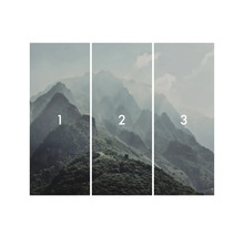 Dreiteilige Fototapete mit Berglandschaft