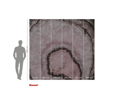 Fototapete mit einem Querschnitt durch einen Achatstein mit Größenangaben