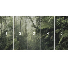 Vliestapete mit Dschungel Motiv, bestehend aus fünf Bahnen