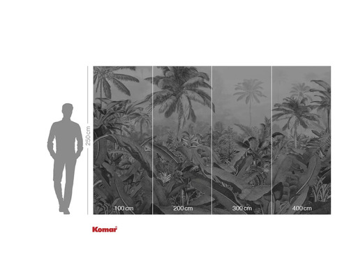Fototapete mit Dschungelmotiv und Größenangaben