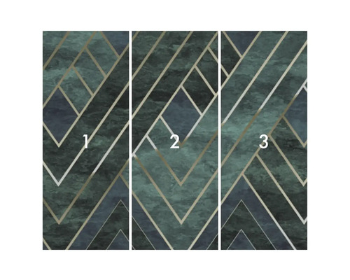Tapetenmuster mit geometrischen Formen und Marmorstruktur, dreiteilig