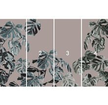 Vierteilige Fototapete mit Monstera-Blatt-Motiv