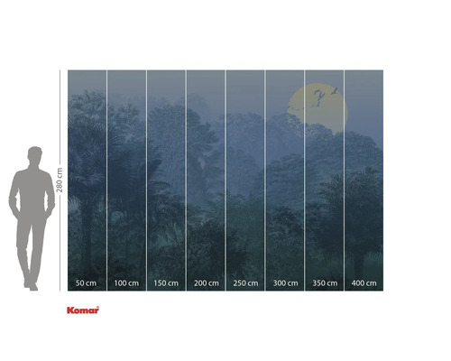 Komar Fototapete mit Dschungel Motiv und Größenangaben