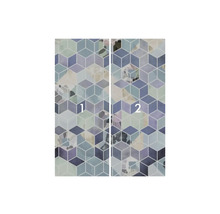 Zweiteiliges Türposter mit geometrischem Würfelmuster