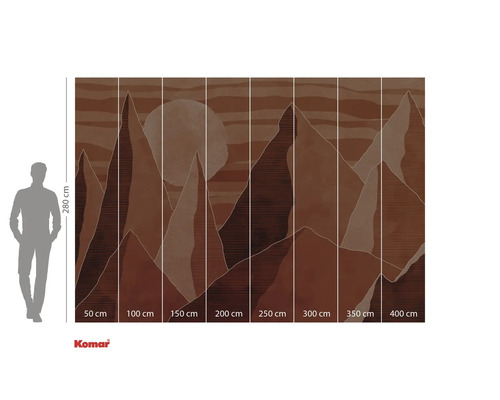 Komar Fototapete mit Bergmotiv und Größenangaben.