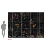 Fototapete mit Blumenmuster und Größenangaben